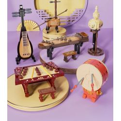 FORANGE FC8134 8134 NHẠC CỤ MINI 2.0 6 DÂN TỘC TRUYỀN THỐNG MANG PHONG CÁCH CỔ XƯA ĐÀN TỲ BÀ NHỊ TRỐNG ĐỎ TRANH SÁO BẦU BÍ bộ đồ chơi xếp lắp ráp ghép mô hình Creator Sáng Tạo 693 khối