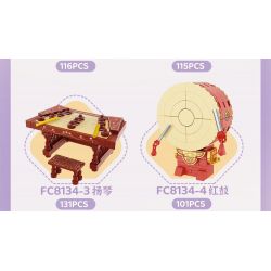 FORANGE FC8134 8134 NHẠC CỤ MINI 2.0 6 DÂN TỘC TRUYỀN THỐNG MANG PHONG CÁCH CỔ XƯA ĐÀN TỲ BÀ NHỊ TRỐNG ĐỎ TRANH SÁO BẦU BÍ bộ đồ chơi xếp lắp ráp ghép mô hình Creator Sáng Tạo 693 khối