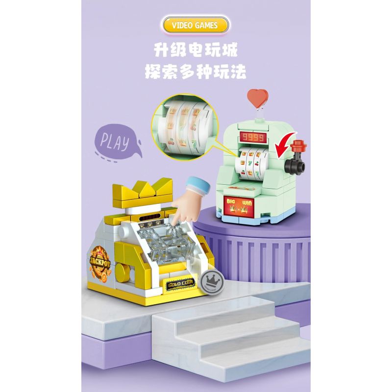 FORANGE FC8151 8151 THÀNH PHỐ TRÒ CHƠI ĐIỆN TỬ THỜI THƯỢNG 12 LOẠI MÁY NHẢY VUỐT XỔ SỐ GASHAPON NGỰA BẬP BÊNH ĐÁNH ĐÒN MÔ TÔ XE ĐẠP ĐẤM BỐC ĐUA VIDEO BẮN SÚNG VẬN BẰNG ĐỒNG XU bộ đồ chơi xếp lắp ráp ghép mô hình Creator GAMES CITY Sáng Tạo 640 khối