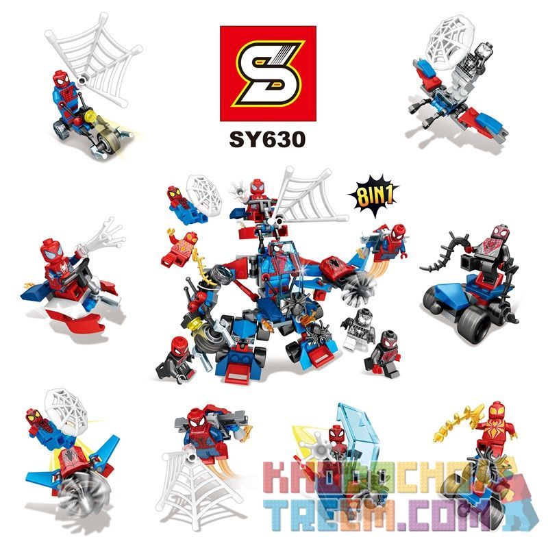 SHENG YUAN SY SY630 non Lego MECHA MINIFIGURE MÙA TỰU TRƯỜNG CỦA NGƯỜI NHỆN CÓ THỂ ĐƯỢC KẾT HỢP 8 KIỂU bộ đồ chơi xếp lắp ráp ghép mô hình Super Heroes HEROES ASSEMBLE Siêu Nhân Anh Hùng 214 khối