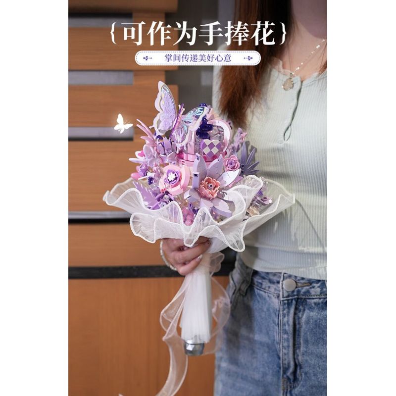 TOP TOY TC1124 1124 BÓ HOA QUÀ TẶNG LÃNG MẠN VĨNH CỬU VỚI TRÁI TIM NGẬP TRÀN BƯỚM bộ đồ chơi xếp lắp ráp ghép mô hình Arts & Crafts 800 khối