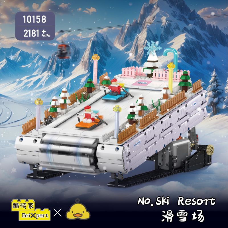 MouldKing 10158 Mould King 10158 KHU NGHỈ DƯỠNG TRƯỢT TUYẾT bộ đồ chơi xếp lắp ráp ghép mô hình Technic SKI RESORT Kỹ Thuật Công Nghệ Cao Mô Hình Phương Tiện 2181 khối