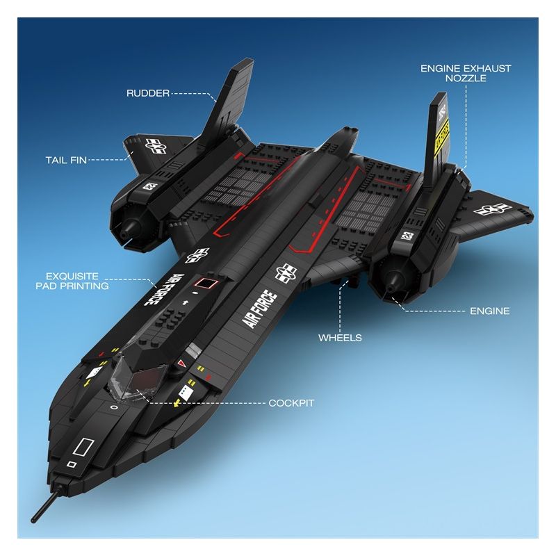 REOBRIX 33041 TIÊM KÍCH TẦM XA BLACKBIRD SR-71 bộ đồ chơi xếp lắp ráp ghép mô hình Military Army SR-71 BLACKBIRD Quân Sự Bộ Đội 1775 khối