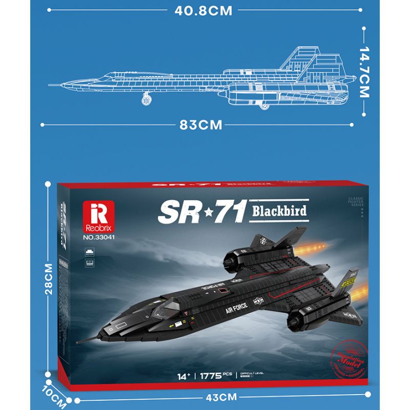 REOBRIX 33041 TIÊM KÍCH TẦM XA BLACKBIRD SR-71 bộ đồ chơi xếp lắp ráp ghép mô hình Military Army SR-71 BLACKBIRD Quân Sự Bộ Đội 1775 khối