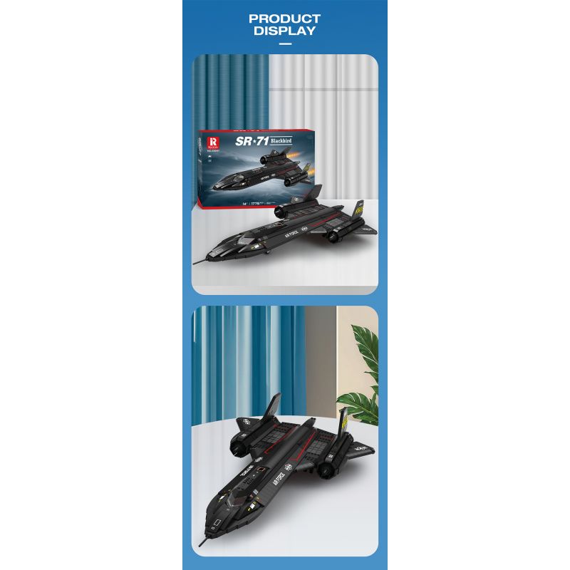 REOBRIX 33041 TIÊM KÍCH TẦM XA BLACKBIRD SR-71 bộ đồ chơi xếp lắp ráp ghép mô hình Military Army SR-71 BLACKBIRD Quân Sự Bộ Đội 1775 khối