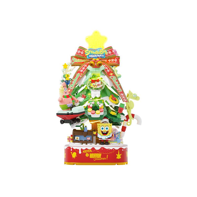 AREA-X AB0065 0065 non Lego SPONGEBOB SQUAREPANTS CÂY GIÁNG SINH NGÔI SAO VUI VẺ bộ đồ chơi xếp lắp ráp ghép mô hình Creator Sáng Tạo