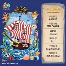 ZHEGAO 653007 TÀU CƯỚP BIỂN RÂU ĐEN bộ đồ chơi xếp lắp ráp ghép mô hình Pirates Of The Caribbean BLACKBEARD PIRATESHIP Cướp Biển Vùng Caribe 1036 khối