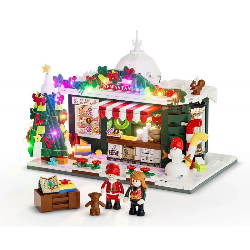 FUNWHOLE F9055 9055 non Lego QUẦY BÁO GIÁNG SINH bộ đồ chơi xếp lắp ráp ghép mô hình Creator CHRISTMAS NEWSSTAND Sáng Tạo 718 khối