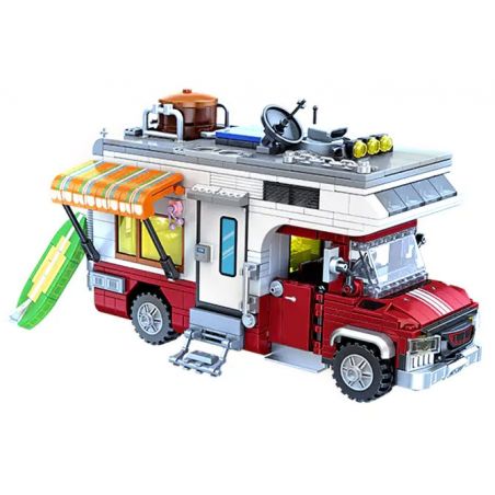 GAOMISI T2108 2108 XE CẮM TRẠI bộ đồ chơi xếp lắp ráp ghép mô hình City CAMPER VAN Thành Phố 924 khối