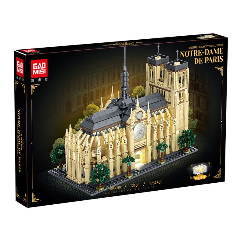 GAOMISI T2106 2106 non Lego NHÀ THỜ ĐỨC BÀ PARIS bộ đồ chơi xếp lắp ráp ghép mô hình Creator NOTRE DAME DE PARIS Sáng Tạo 1757 khối