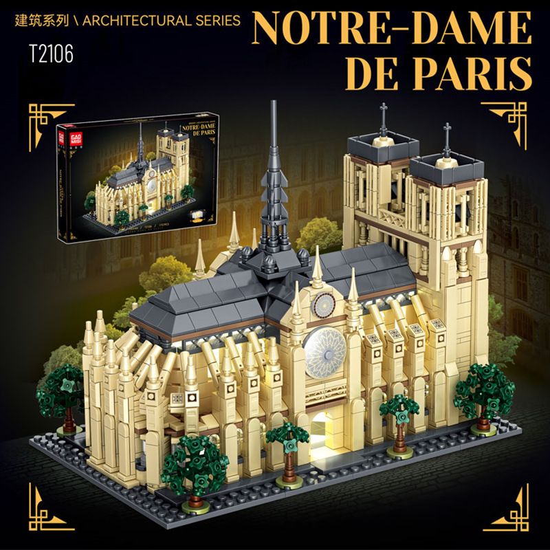 GAOMISI T2106 2106 NHÀ THỜ ĐỨC BÀ PARIS bộ đồ chơi xếp lắp ráp ghép mô hình Creator NOTRE DAME DE PARIS Sáng Tạo 1757 khối