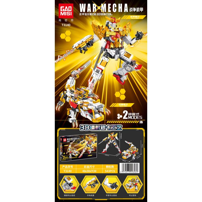 GAOMISI T3140 3140 BIẾN HÌNH MECHA CHIẾN TRANH bộ đồ chơi xếp lắp ráp ghép mô hình WAR MECHA 543 khối