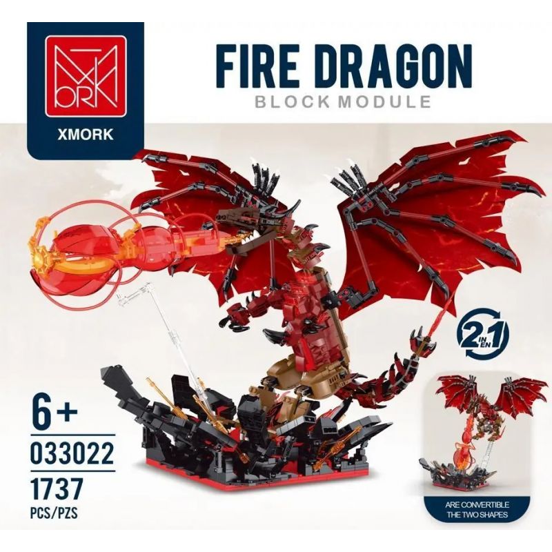 MorkModel 033022 Mork Model 033022 RỒNG LỬA bộ đồ chơi xếp lắp ráp ghép mô hình FIRE DRAGON 1737 khối