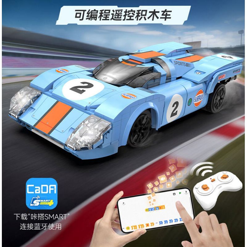 CADA DOUBLEE C51076 51076 BÃO XANH VÀ CAM 1:20 (PORSCHE 917K) tỷ lệ 1:20 bộ đồ chơi xếp lắp ráp ghép mô hình Speed Champions Racing Cars AZURE STORM Đua Xe Công Thức 266 khối