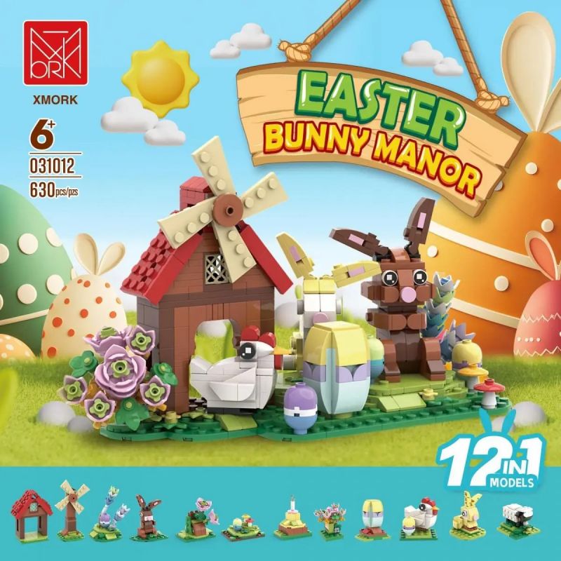 MorkModel 031012 Mork Model 031012 TRANG VIÊN THỎ PHỤC SINH bộ đồ chơi xếp lắp ráp ghép mô hình Creator EASTER BUNNY MANOR Sáng Tạo 665 khối