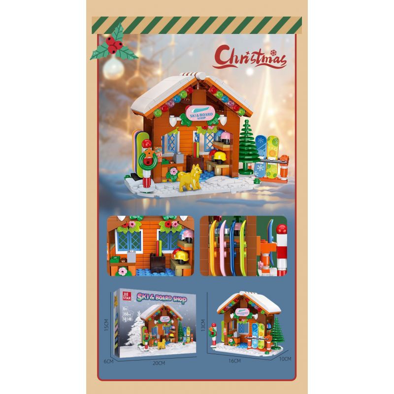 JIESTAR 59148 CỬA HÀNG TRƯỢT VÁN GIÁNG SINH bộ đồ chơi xếp lắp ráp ghép mô hình Creator Sáng Tạo 315 khối