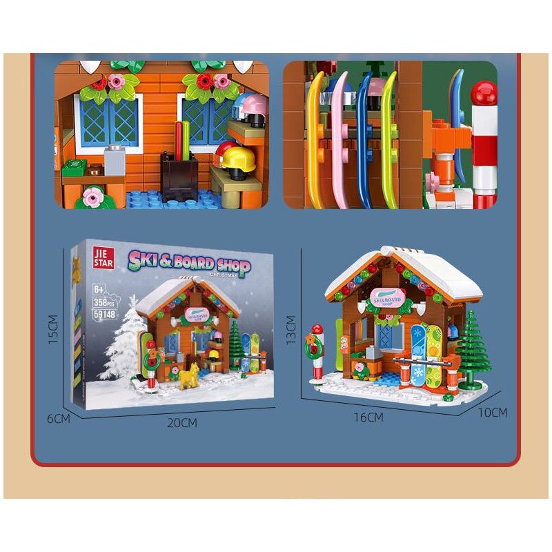 JIESTAR 59148 CỬA HÀNG TRƯỢT VÁN GIÁNG SINH bộ đồ chơi xếp lắp ráp ghép mô hình Creator Sáng Tạo 315 khối