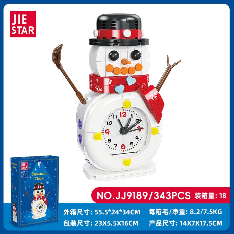 JIESTAR JJ9189 9189 ĐỒNG HỒ NGƯỜI TUYẾT bộ đồ chơi xếp lắp ráp ghép mô hình Creator SNOWMAN CLOCK Sáng Tạo 343 khối