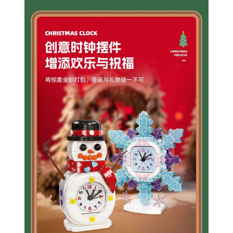 JIESTAR JJ9189 9189 ĐỒNG HỒ NGƯỜI TUYẾT bộ đồ chơi xếp lắp ráp ghép mô hình Creator SNOWMAN CLOCK Sáng Tạo 343 khối