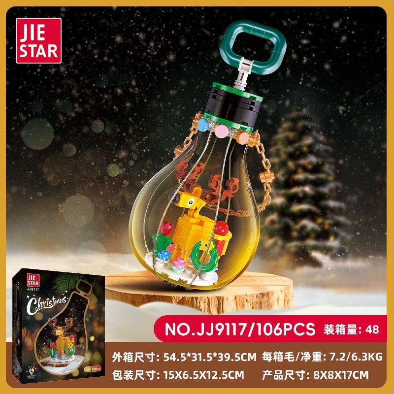 JIESTAR JJ9117 9117 BÓNG ĐÈN GIÁNG SINH NAI SỪNG TẤM bộ đồ chơi xếp lắp ráp ghép mô hình Creator CHRISTMAS LIGHT CHRISTMAS ELK Sáng Tạo 106 khối