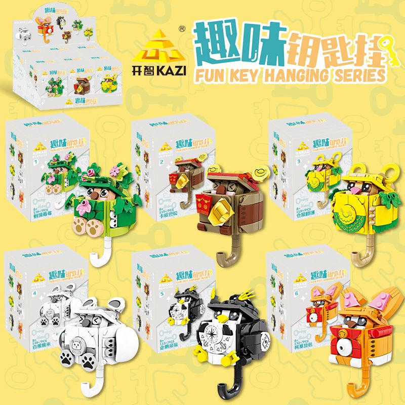 Bozhi 81143 MÓC TREO CHÌA KHÓA THÚ VỊ 6 CƯNG DỄ THƯƠNG HEDGEHOG BERRY CAPIBARA HAMSTER TUANTUAN WHITE BEAR NUOMI PENGUIN DUDE CORGI BEAN BAG bộ đồ chơi xếp lắp ráp ghép mô hình Gear FUN KEY HANGING Đồ Lắp Ghép 729 khối