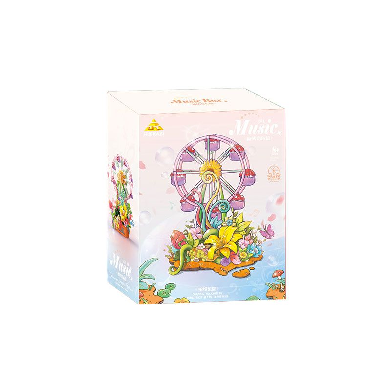 Bozhi 81138 HỘP NHẠC THIÊN ĐƯỜNG ĐẦY MÀU SẮC bộ đồ chơi xếp lắp ráp ghép mô hình FLOWER FERRIS WHEEL MUSIC BOX 364 khối