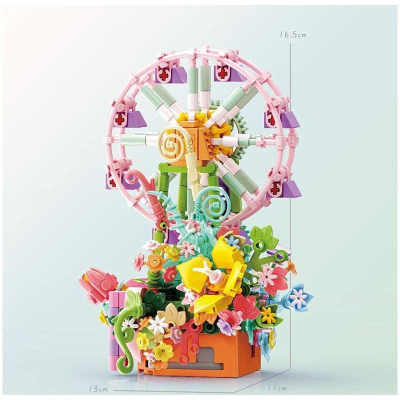 Bozhi 81138 HỘP NHẠC THIÊN ĐƯỜNG ĐẦY MÀU SẮC bộ đồ chơi xếp lắp ráp ghép mô hình FLOWER FERRIS WHEEL MUSIC BOX 364 khối
