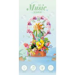 Bozhi 81138 HỘP NHẠC THIÊN ĐƯỜNG ĐẦY MÀU SẮC bộ đồ chơi xếp lắp ráp ghép mô hình FLOWER FERRIS WHEEL MUSIC BOX 364 khối