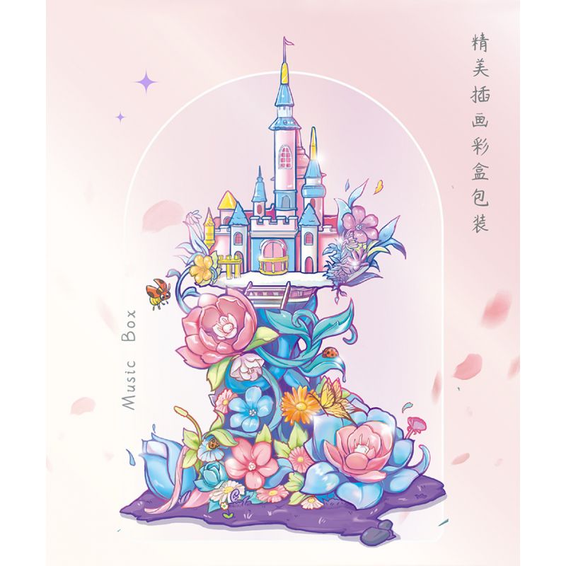 Bozhi 81137 HỘP NHẠC LÂU ĐÀI HOA bộ đồ chơi xếp lắp ráp ghép mô hình FLOWER CASTLE MUSIC BOX 328 khối