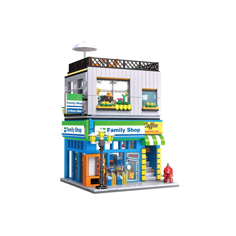 Lego JIESTAR 89117 Family Shop Xếp hình lắp ráp ghép mô hình Cửa hàng tiện lợi gia đình