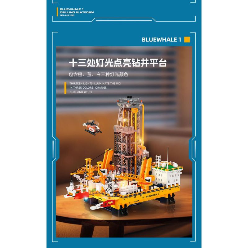 JIESTAR JJ9135 9135 GIÀN KHOAN DẦU NGOÀI KHƠI bộ đồ chơi xếp lắp ráp ghép mô hình Creator BLUE WHALE I Sáng Tạo 3271 khối