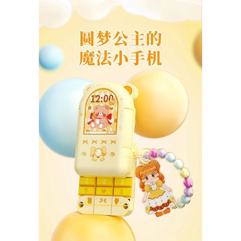 WEKKI 519010 CÔNG CHÚA TRONG MƠ ĐIỆN THOẠI DI ĐỘNG CỦA MÀU VÀNG MAGIC NHỎ bộ đồ chơi xếp lắp ráp ghép mô hình Girl Con Gái