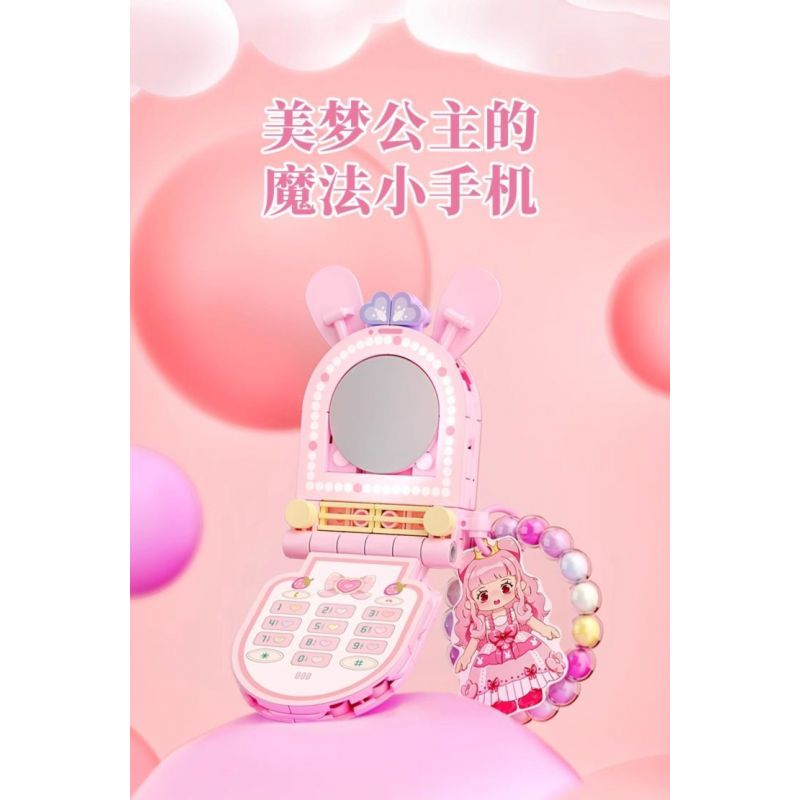WEKKI 519009 CÔNG CHÚA TRONG MƠ ĐIỆN THOẠI NGỌT NGÀO NHỎ MÀU HỒNG MA THUẬT bộ đồ chơi xếp lắp ráp ghép mô hình Girl Con Gái