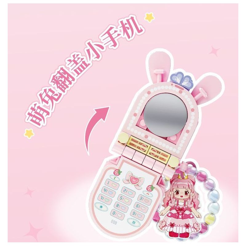 WEKKI 519009 CÔNG CHÚA TRONG MƠ ĐIỆN THOẠI NGỌT NGÀO NHỎ MÀU HỒNG MA THUẬT bộ đồ chơi xếp lắp ráp ghép mô hình Girl Con Gái