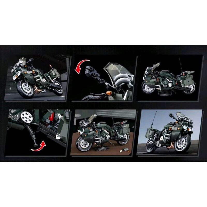 KOZOSHA 2218 XE MÁY CHỐNG CHÁY NỔ bộ đồ chơi xếp lắp ráp ghép mô hình Military Army MOTORCYCLE Quân Sự Bộ Đội 865 khối