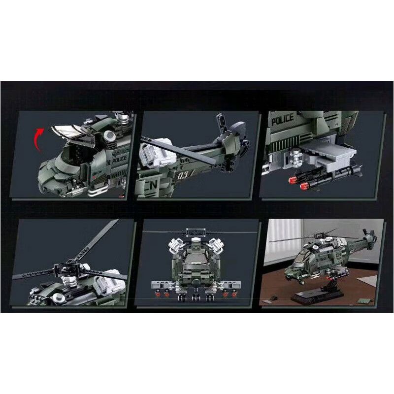KOZOSHA 2216 MÁY BAY TRỰC THĂNG CHỐNG CHÁY NỔ bộ đồ chơi xếp lắp ráp ghép mô hình Military Army HELICOPTER Quân Sự Bộ Đội 832 khối