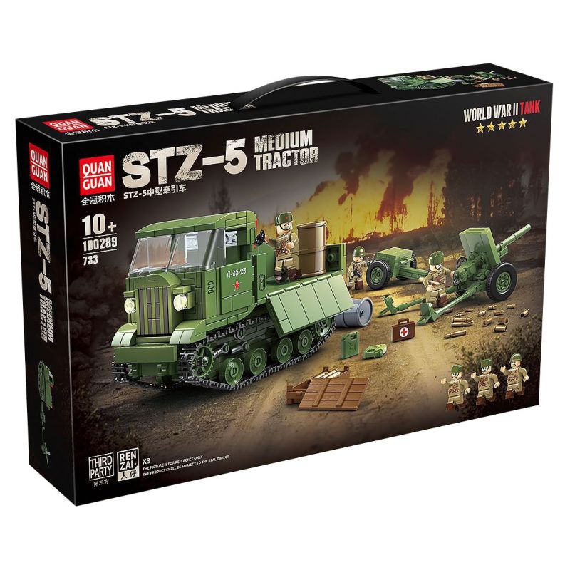 Lego QUANGUAN 100289 STZ-5 Medium Tractor Xếp hình lắp ráp ghép mô hình Xe tăng Thế chiến II: Máy kéo hạng trung STZ-5