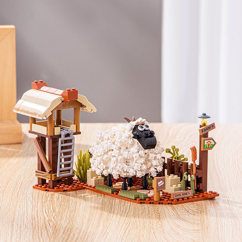 LOZ 1254 CỪU MŨI ĐEN bộ đồ chơi xếp lắp ráp ghép mô hình SHEEP IN THE STABLE 561 khối