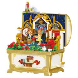 WEKKI 506194 HỘP KHO BÁU ÂM NHẠC NGÀY XỬA XƯA QUẢ BÓNG HỒNG CỦA BELLE bộ đồ chơi xếp lắp ráp ghép mô hình MUSIC TREASURE BOX ROSETTE FETE