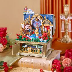 WEKKI 506194 HỘP KHO BÁU ÂM NHẠC NGÀY XỬA XƯA QUẢ BÓNG HỒNG CỦA BELLE bộ đồ chơi xếp lắp ráp ghép mô hình MUSIC TREASURE BOX ROSETTE FETE