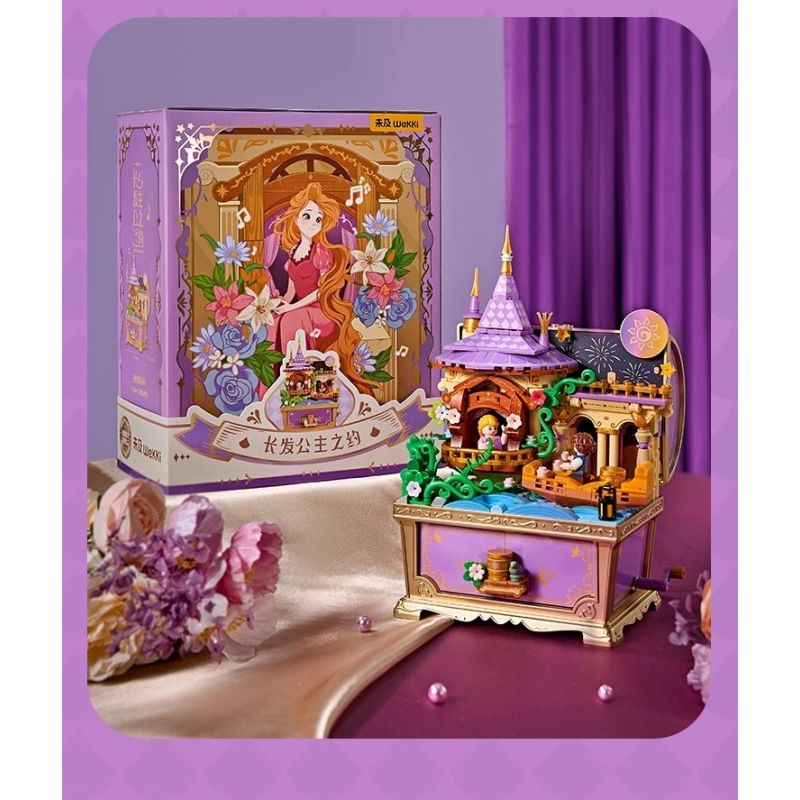 WEKKI 506195 HỘP KHO BÁU ÂM NHẠC NGÀY XỬA XƯA CUỘC HẸN CỦA RAPUNZEL bộ đồ chơi xếp lắp ráp ghép mô hình MUSIC TREASURE BOX TRESSES OF ROMANCE