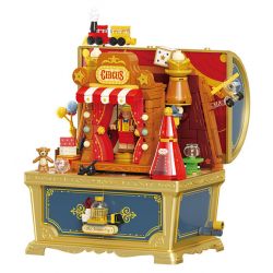 WEKKI 506193 HỘP KHO BÁU ÂM NHẠC THỊ TRẤN CỔ TÍCH VỞ KỊCH SÂN KHẤU PINOCCHIO bộ đồ chơi xếp lắp ráp ghép mô hình MUSIC TREASURE BOX PUPPET BOY'S THEATER