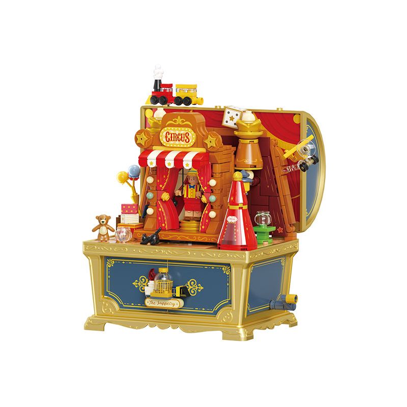  Wekki 506193 Music Treasure Box：Puppet Boy's Theater Xếp hình lắp ráp ghép mô hình Hộp kho báu âm nhạc thị trấn cổ tích: vở kịch sân khấu Pinocchio