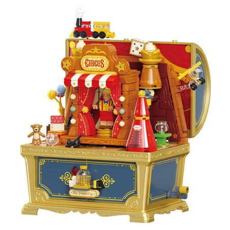 WEKKI 506193 HỘP KHO BÁU ÂM NHẠC THỊ TRẤN CỔ TÍCH VỞ KỊCH SÂN KHẤU PINOCCHIO bộ đồ chơi xếp lắp ráp ghép mô hình MUSIC TREASURE BOX PUPPET BOY'S THEATER