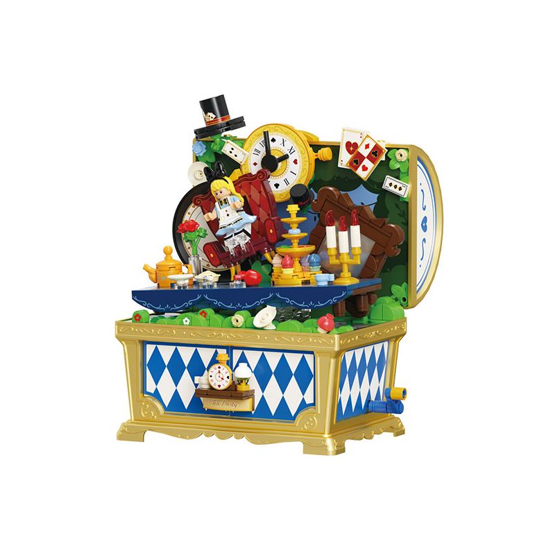  Wekki 506192 Music Treasure Box：A Mad Tea-Party Xếp hình lắp ráp ghép mô hình Hộp kho báu âm nhạc ngày xửa ngày xưa: Tiệc trà của Alice