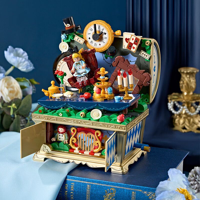 WEKKI 506192 HỘP KHO BÁU ÂM NHẠC NGÀY XỬA XƯA TIỆC TRÀ CỦA ALICE bộ đồ chơi xếp lắp ráp ghép mô hình MUSIC TREASURE BOX MAD TEA-PARTY