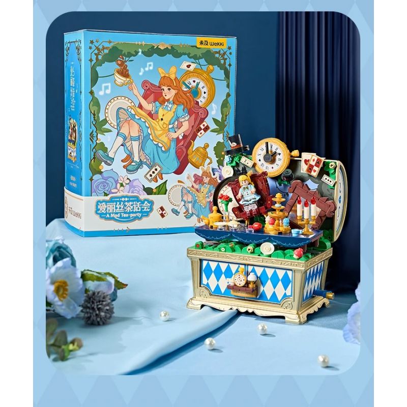 WEKKI 506192 HỘP KHO BÁU ÂM NHẠC NGÀY XỬA XƯA TIỆC TRÀ CỦA ALICE bộ đồ chơi xếp lắp ráp ghép mô hình MUSIC TREASURE BOX MAD TEA-PARTY