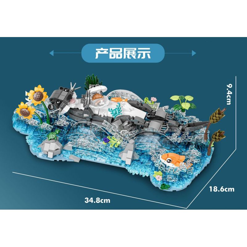 DK 6029 RÁI CÁ CHƠI SINH THÁI bộ đồ chơi xếp lắp ráp ghép mô hình DABBLING OTTER 936 khối