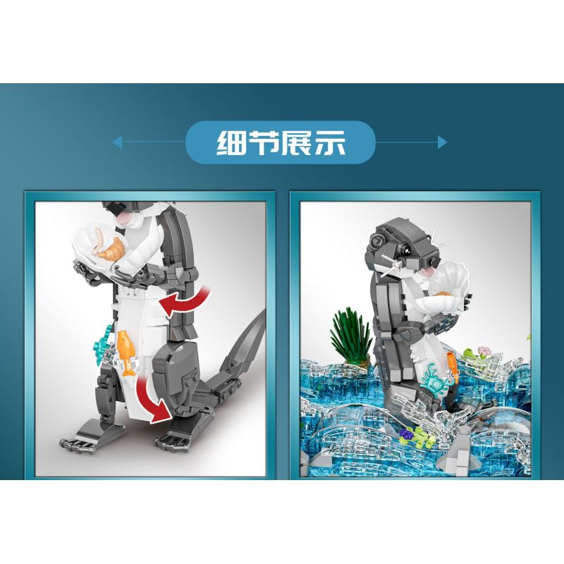 DK 6029 RÁI CÁ CHƠI SINH THÁI bộ đồ chơi xếp lắp ráp ghép mô hình DABBLING OTTER 936 khối