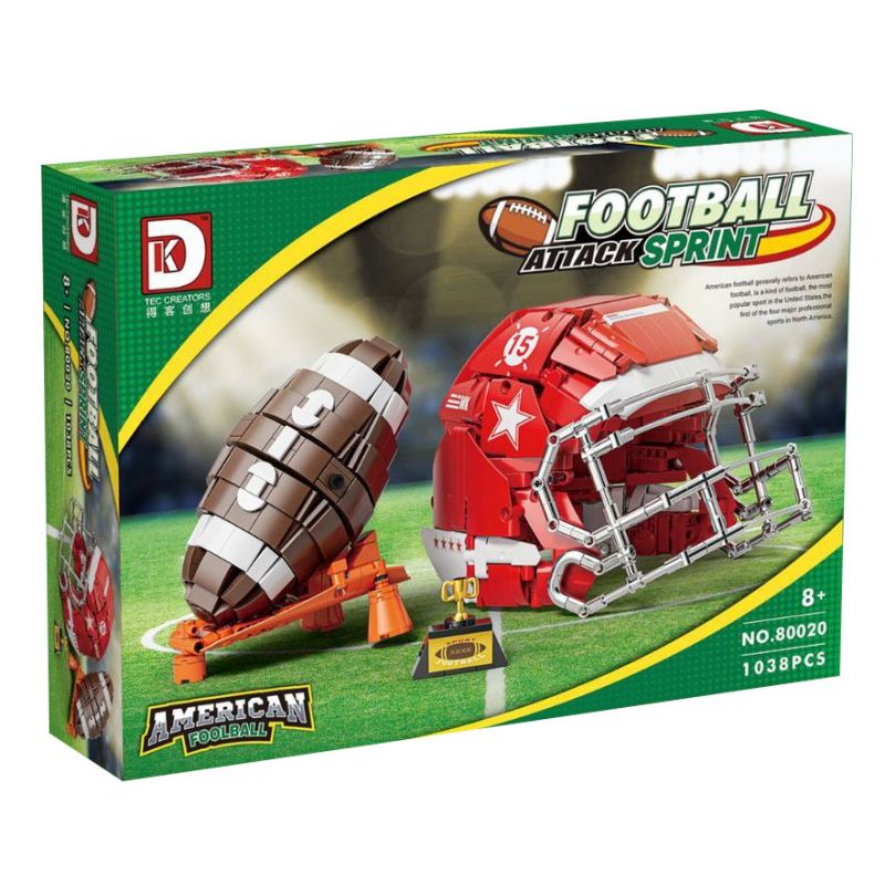 DK 80020 BÓNG ĐÁ bộ đồ chơi xếp lắp ráp ghép mô hình Creator AMERICAN FOOLBALL Sáng Tạo 1038 khối